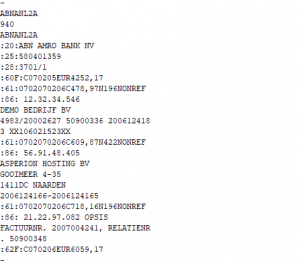 Voorbeeld MT940 bestand