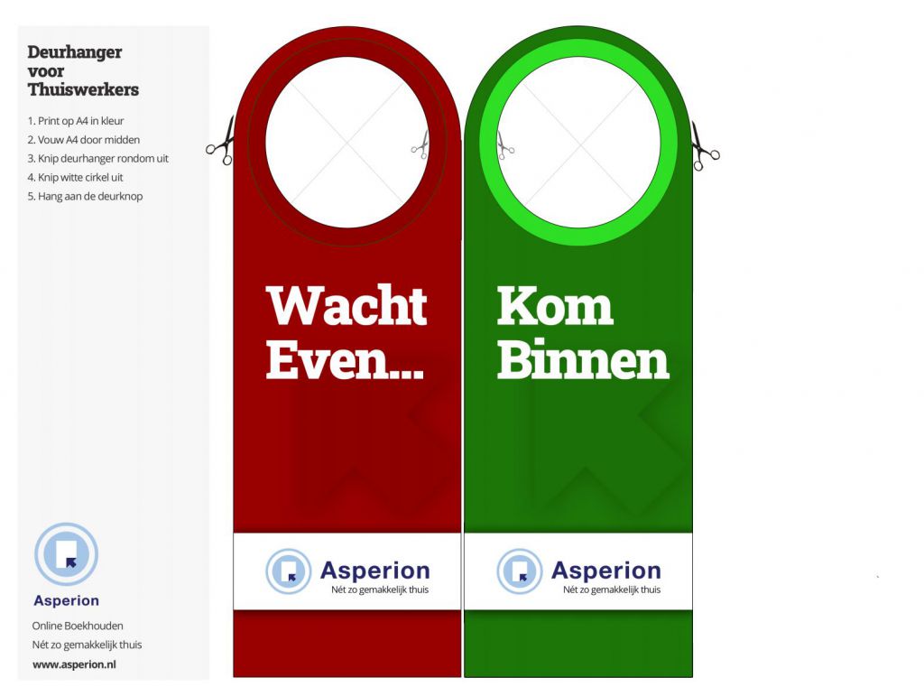 Download de Asperion deurhanger voor thuiswerkers