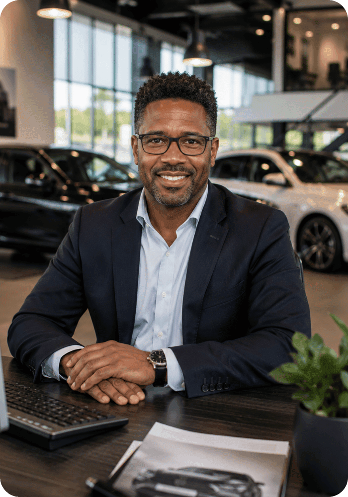 Eigenaar autobedrijf aan het werk